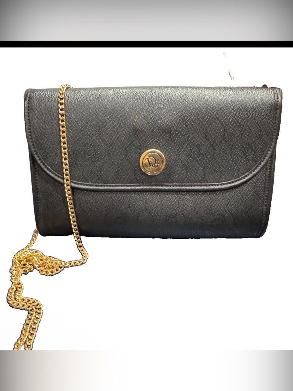Christian Dior Black Honeycomb 2Way Clutch and Shoulder Bag COA